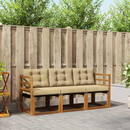 Set di divani da esterno con cuscino 3 pcs Naturale e Beige