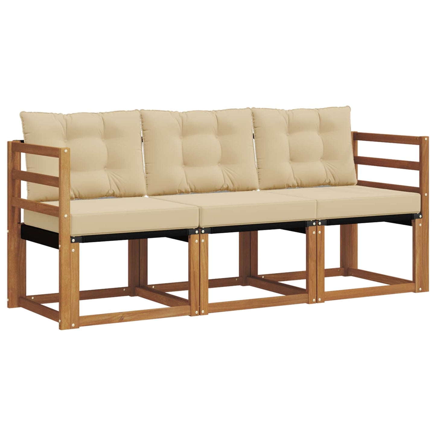 Set di divani da esterno con cuscino 3 pcs Naturale e Beige