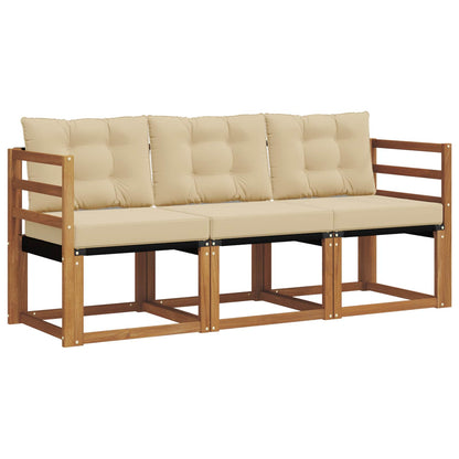 Set di divani da esterno con cuscino 3 pcs Naturale e Beige