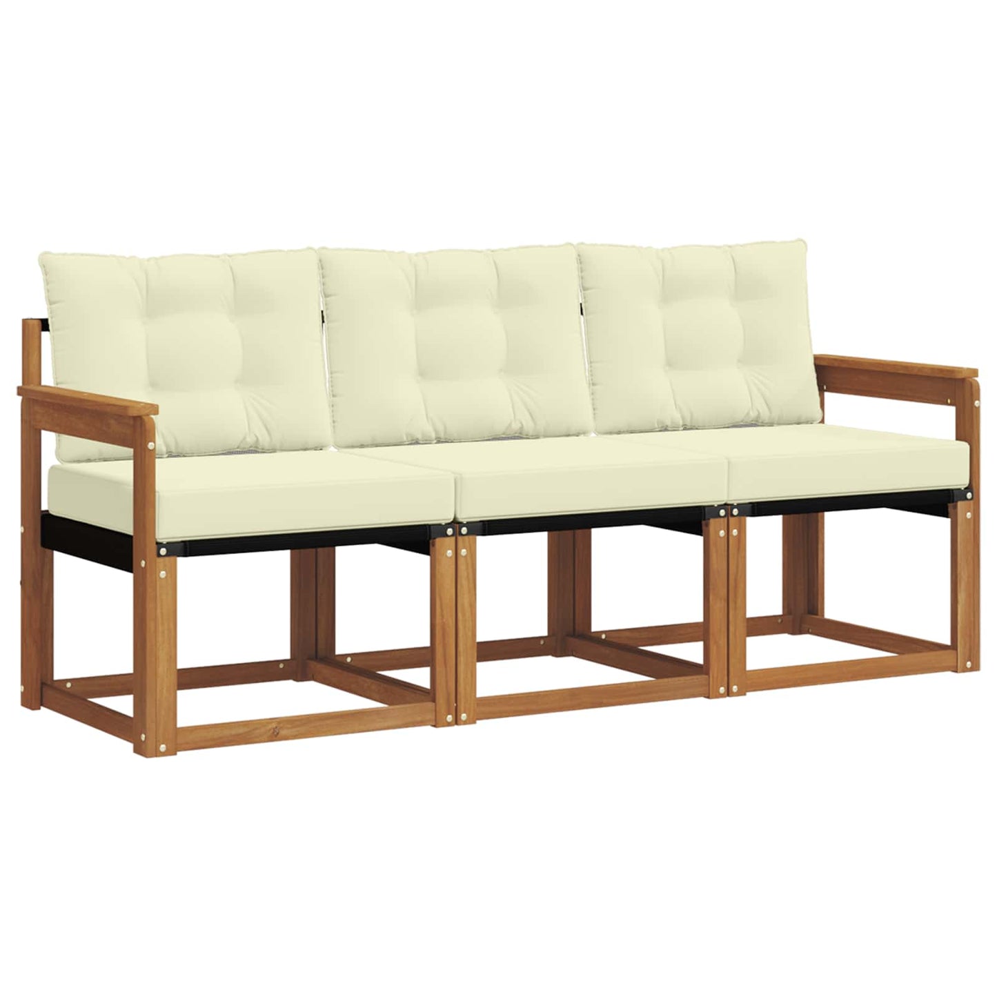 Set di divani da esterno con cuscino 3 pcs Naturale e Crema