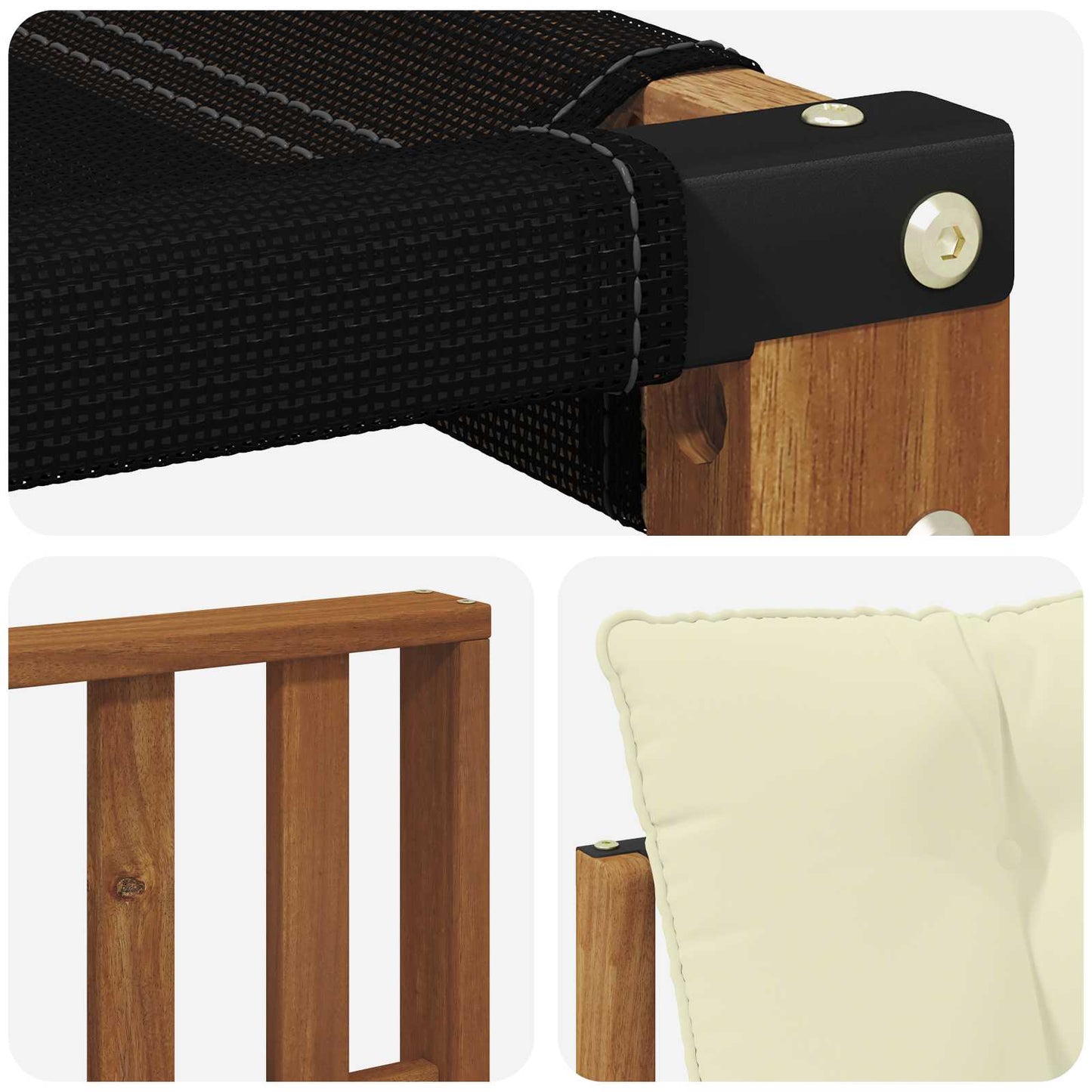 Set di divani da esterno con cuscino 3 pcs Naturale e Crema