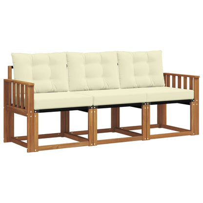 Set di divani da esterno con cuscino 3 pcs Naturale e Crema