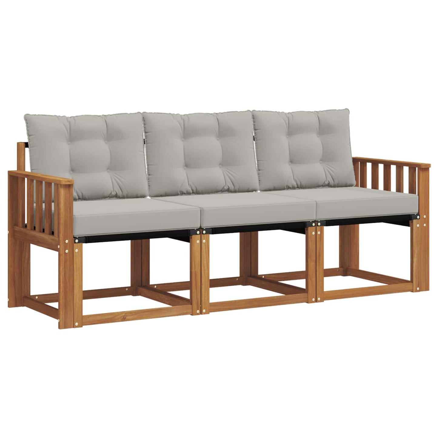 Set di divani da esterno 3 pcs Grigio Naturale e Chiaro