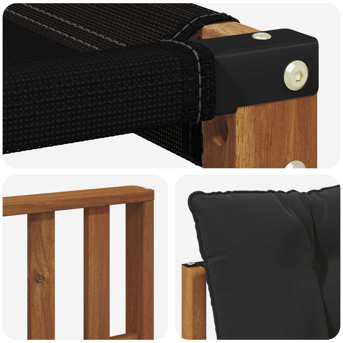 Set di divani da esterno con cuscino 3 pcs Naturale e Nero