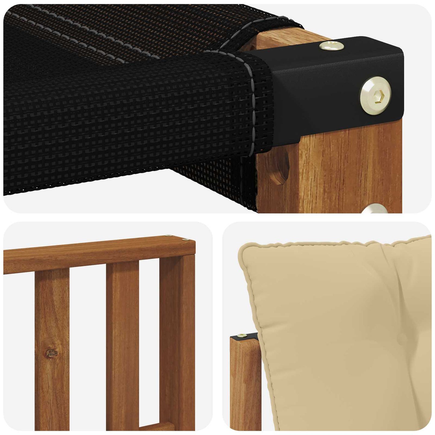 Set di divani da esterno con cuscino 3 pcs Naturale e Beige