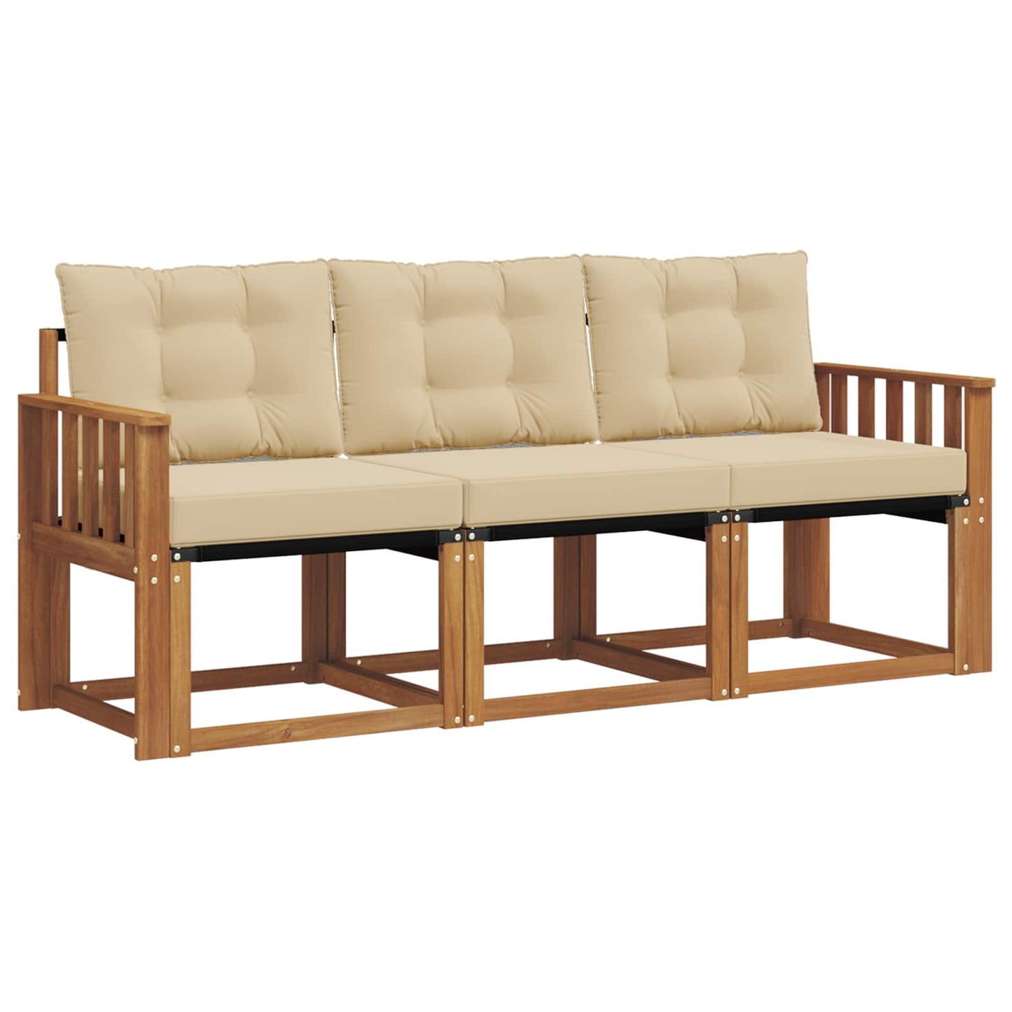 Set di divani da esterno con cuscino 3 pcs Naturale e Beige
