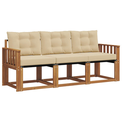 Set di divani da esterno con cuscino 3 pcs Naturale e Beige