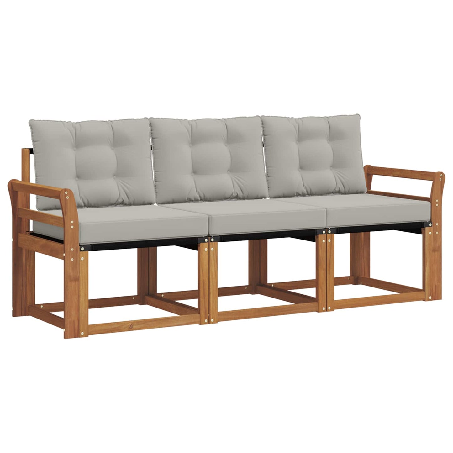 Set di divani da esterno 3 pcs Grigio Naturale e Chiaro