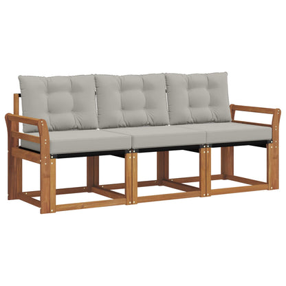 Set di divani da esterno 3 pcs Grigio Naturale e Chiaro