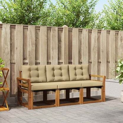 Set di divani da esterno con cuscino 3 pcs Naturale e Beige