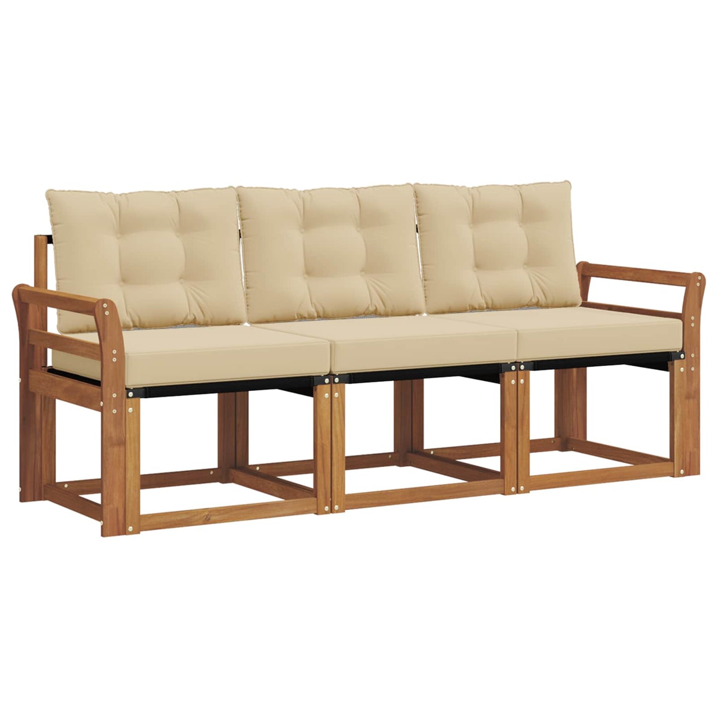 Set di divani da esterno con cuscino 3 pcs Naturale e Beige