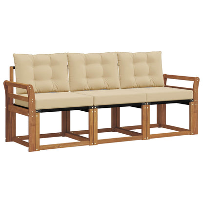 Set di divani da esterno con cuscino 3 pcs Naturale e Beige