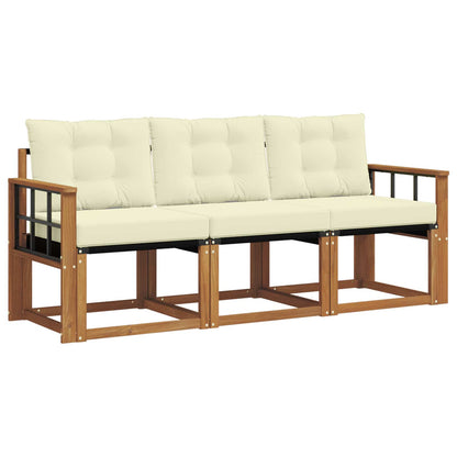 Set di divani da esterno con cuscino 3 pcs Naturale e Crema