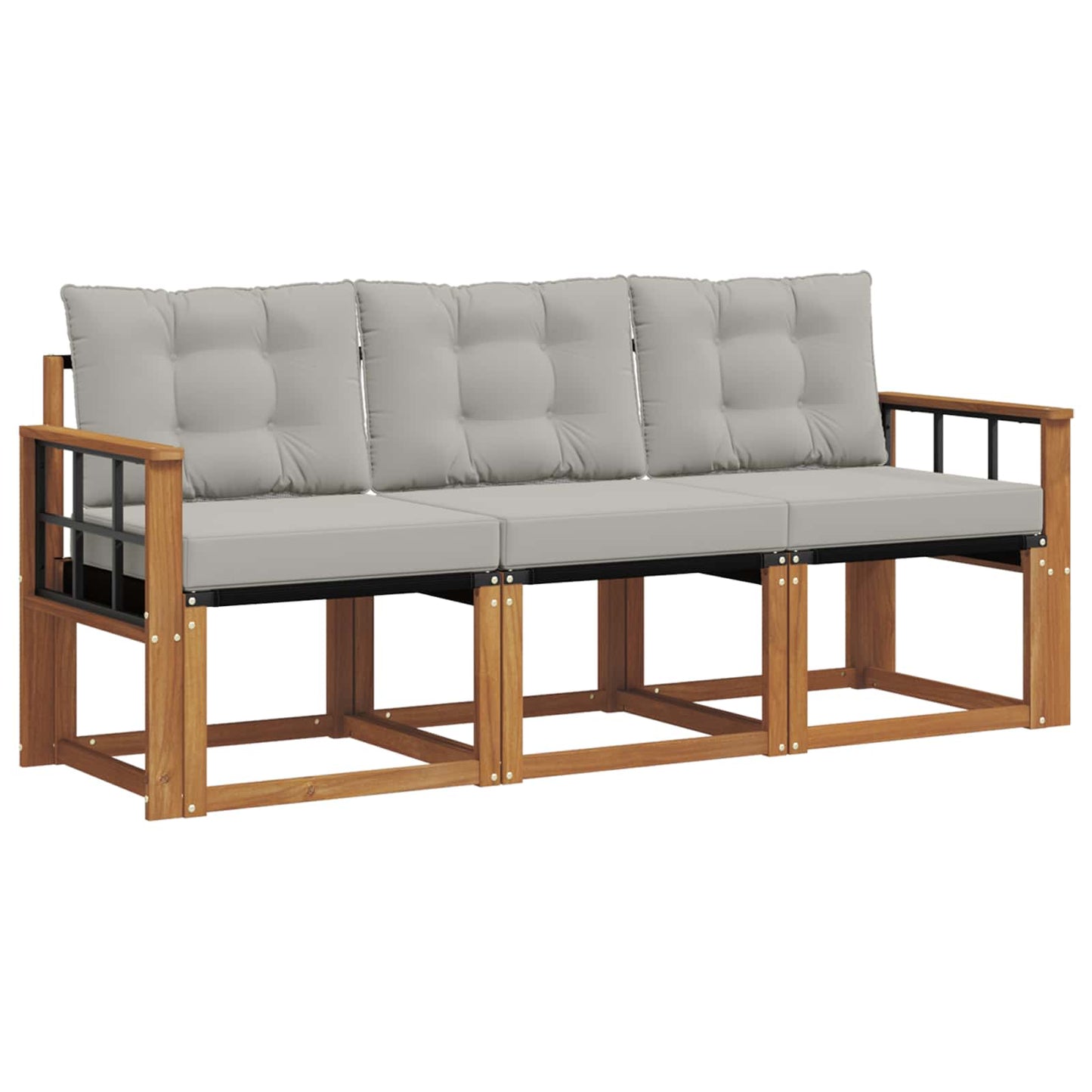 Set di divani da esterno 3 pcs Grigio Naturale e Chiaro