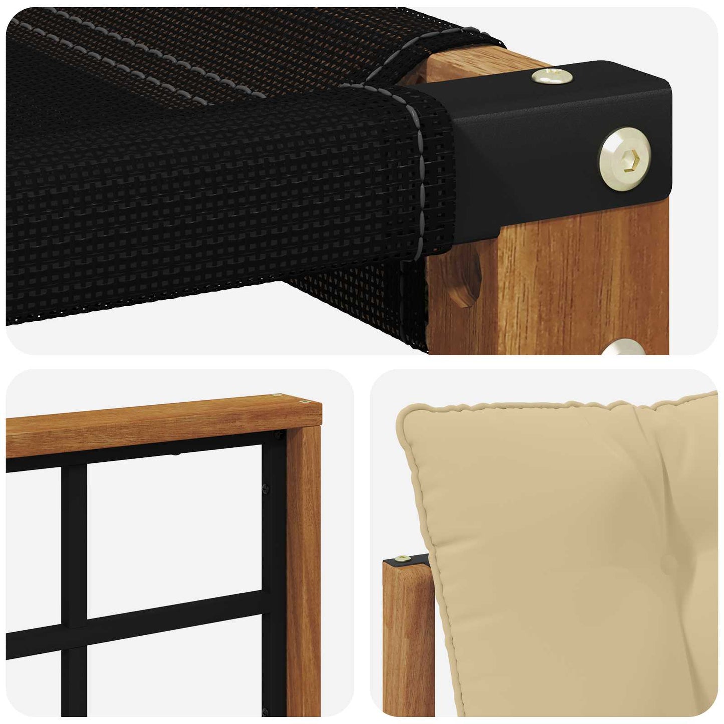 Set di divani da esterno con cuscino 3 pcs Naturale e Beige