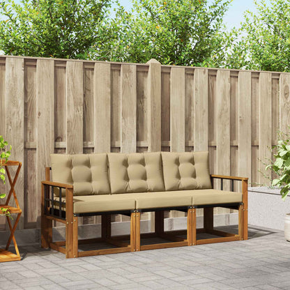 Set di divani da esterno con cuscino 3 pcs Naturale e Beige