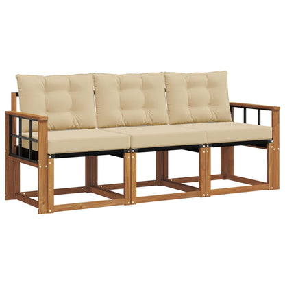Set di divani da esterno con cuscino 3 pcs Naturale e Beige
