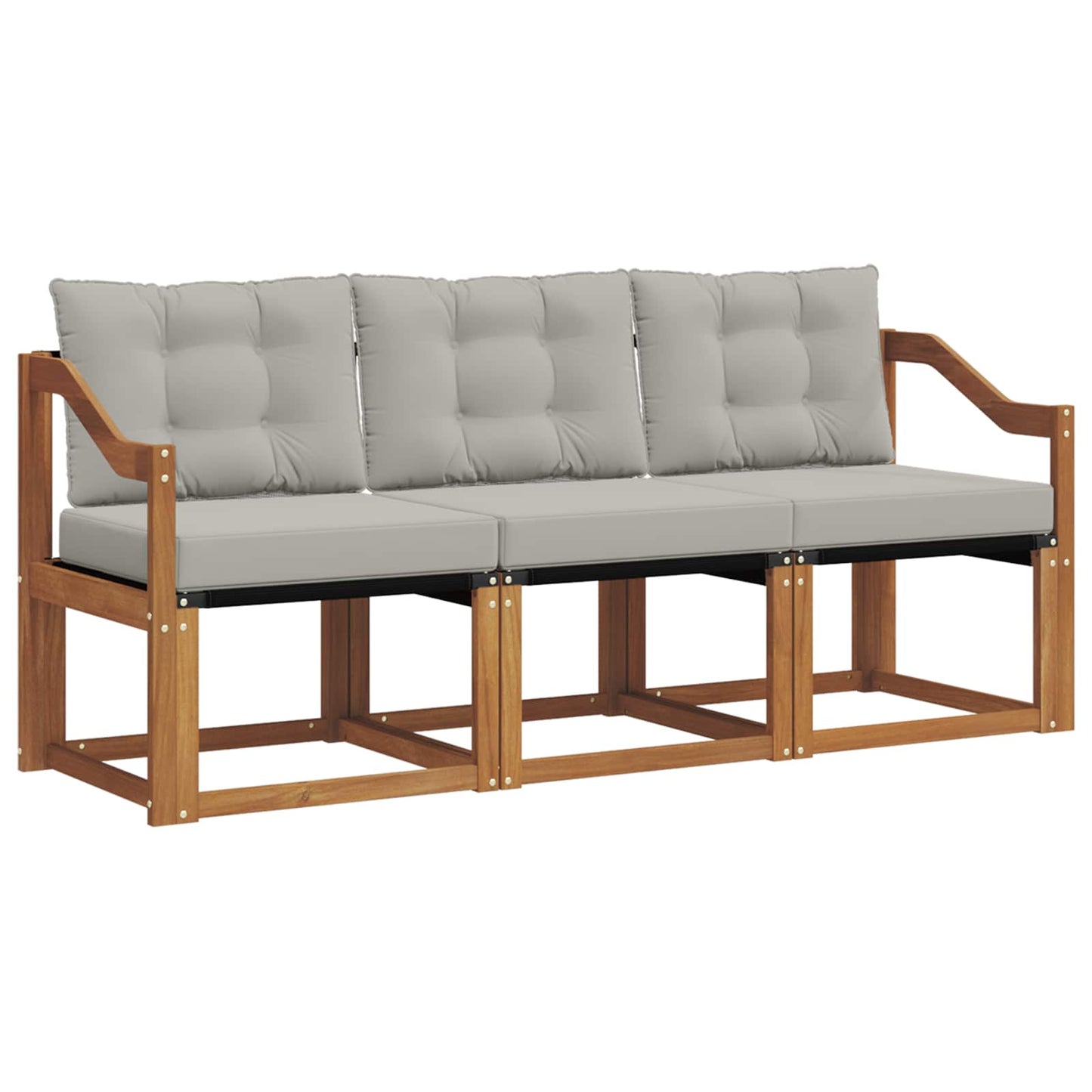 Set di divani da esterno 3 pcs Grigio Naturale e Chiaro