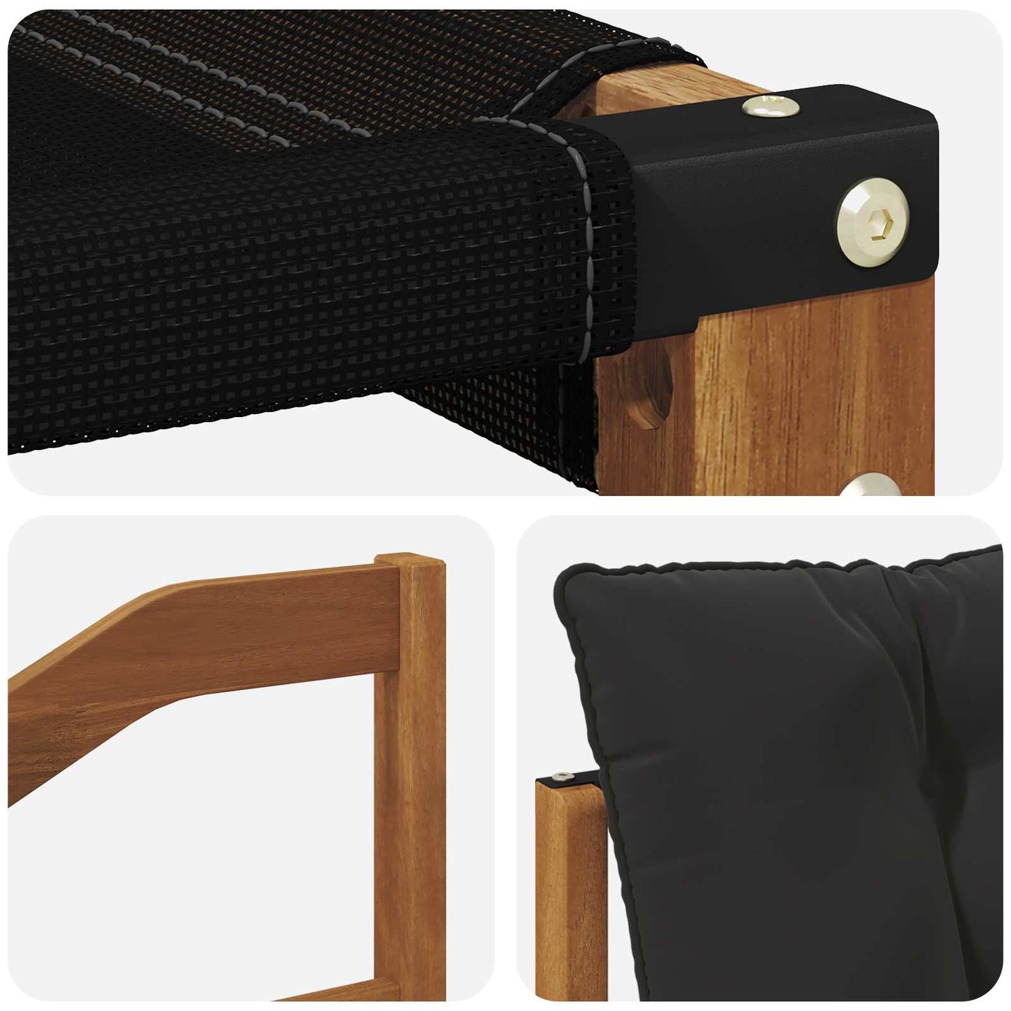 Set di divani da esterno con cuscino 3 pcs Naturale e Nero