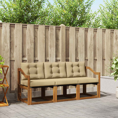 Set di divani da esterno con cuscino 3 pcs Naturale e Beige