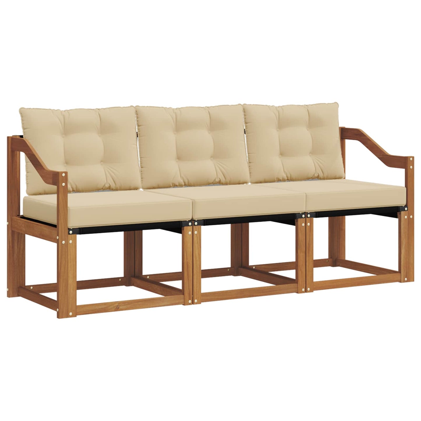 Set di divani da esterno con cuscino 3 pcs Naturale e Beige