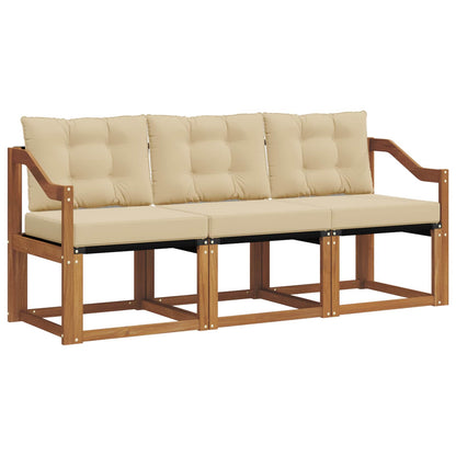 Set di divani da esterno con cuscino 3 pcs Naturale e Beige