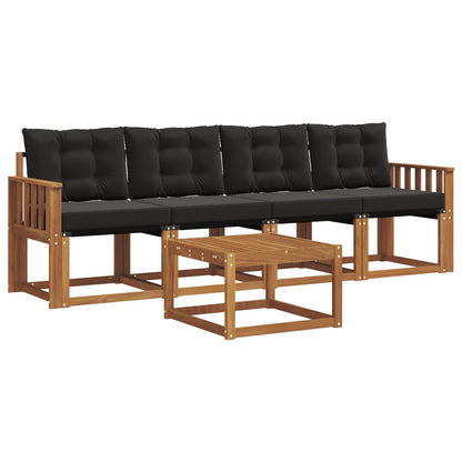 Set di divani da esterno con cuscino 5 pcs Naturale e Nero