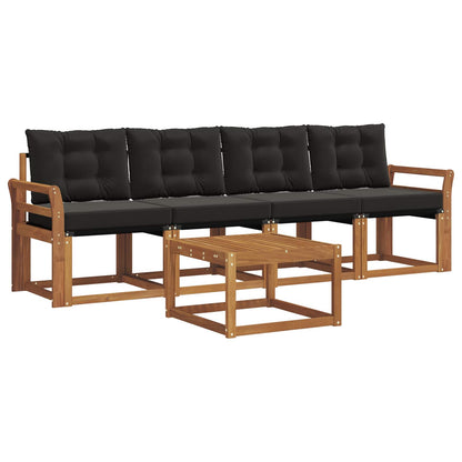 Set di divani da esterno con cuscino 5 pcs Naturale e Nero