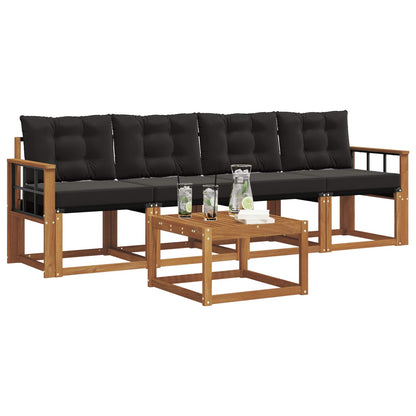 Set di divani da esterno con cuscino 5 pcs Naturale e Nero