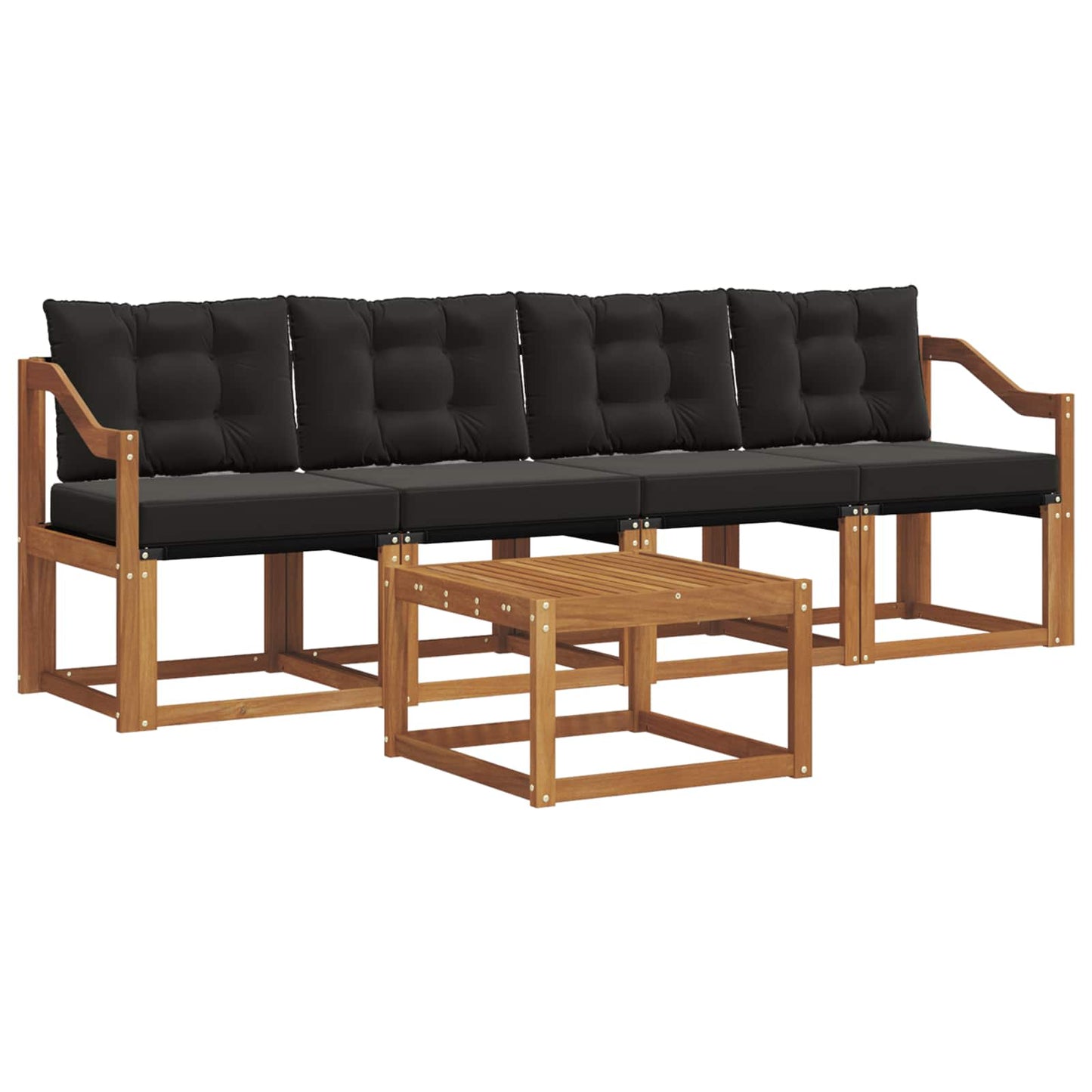Set di divani da esterno con cuscino 5 pcs Naturale e Nero