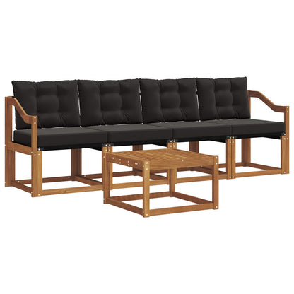 Set di divani da esterno con cuscino 5 pcs Naturale e Nero