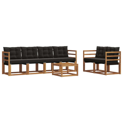 Set di divani da esterno con cuscino 7 pcs Naturale e Nero