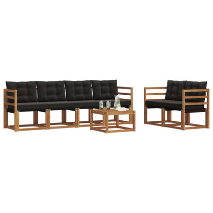 Set di divani da esterno con cuscino 7 pcs Naturale e Nero