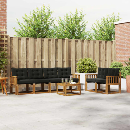 Set di divani da esterno con cuscino 7 pcs Naturale e Nero