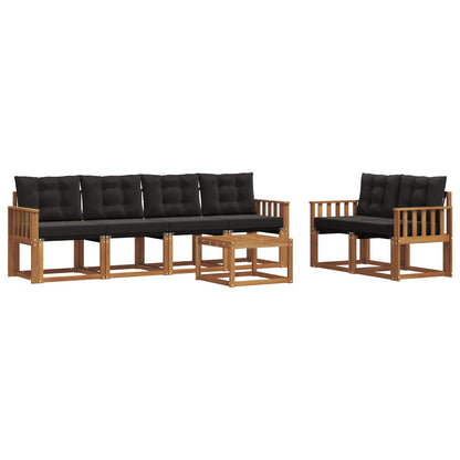 Set di divani da esterno con cuscino 7 pcs Naturale e Nero