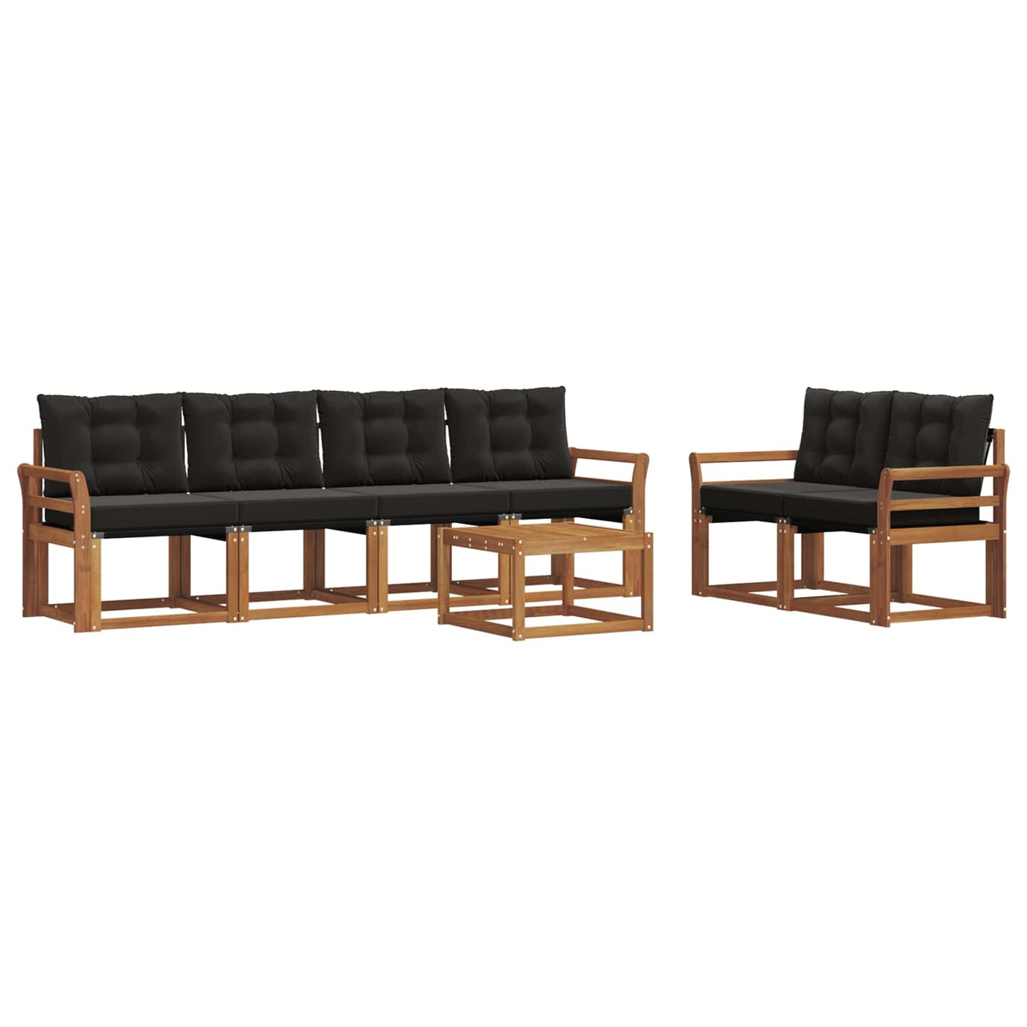 Set di divani da esterno con cuscino 7 pcs Naturale e Nero