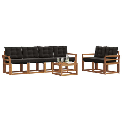 Set di divani da esterno con cuscino 7 pcs Naturale e Nero