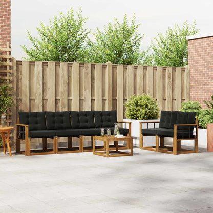Set di divani da esterno con cuscino 7 pcs Naturale e Nero