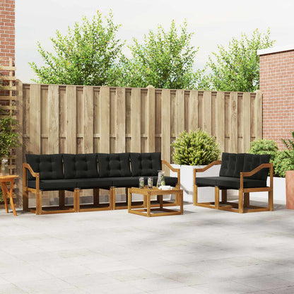 Set di divani da esterno con cuscino 7 pcs Naturale e Nero