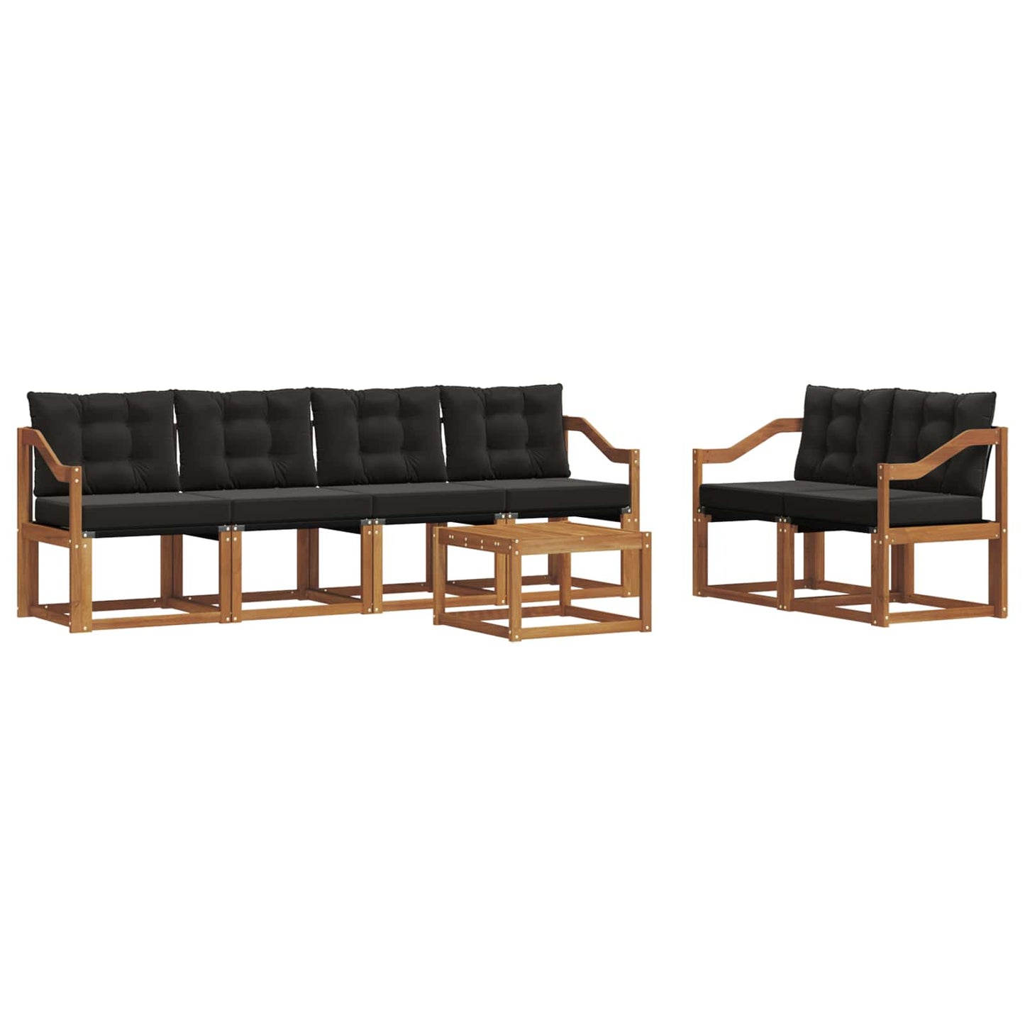 Set di divani da esterno con cuscino 7 pcs Naturale e Nero