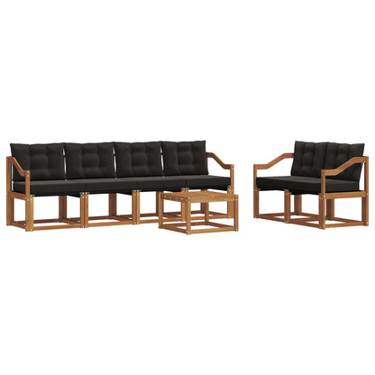 Set di divani da esterno con cuscino 7 pcs Naturale e Nero