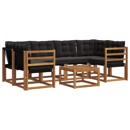 Set di divani da esterno con cuscino 7 pcs Naturale e Nero