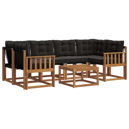 Set di divani da esterno con cuscino 7 pcs Naturale e Nero