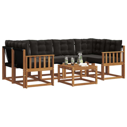 Set di divani da esterno con cuscino 7 pcs Naturale e Nero