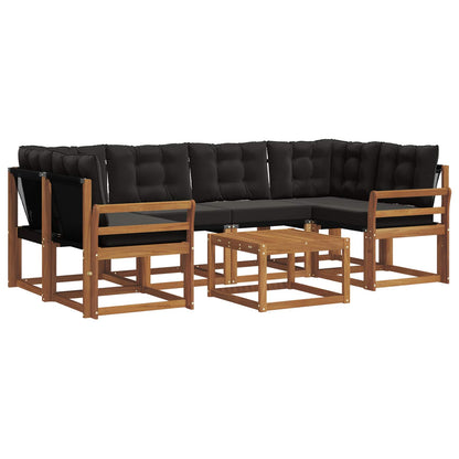Set di divani da esterno con cuscino 7 pcs Naturale e Nero