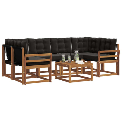 Set di divani da esterno con cuscino 7 pcs Naturale e Nero