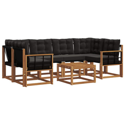 Set di divani da esterno con cuscino 7 pcs Naturale e Nero