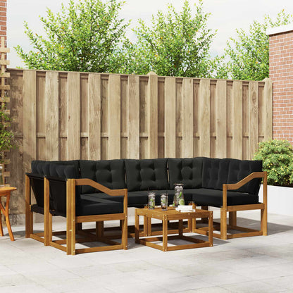 Set di divani da esterno con cuscino 7 pcs Naturale e Nero