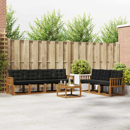 Set di divani da esterno con cuscino 8 pcs Naturale e Nero