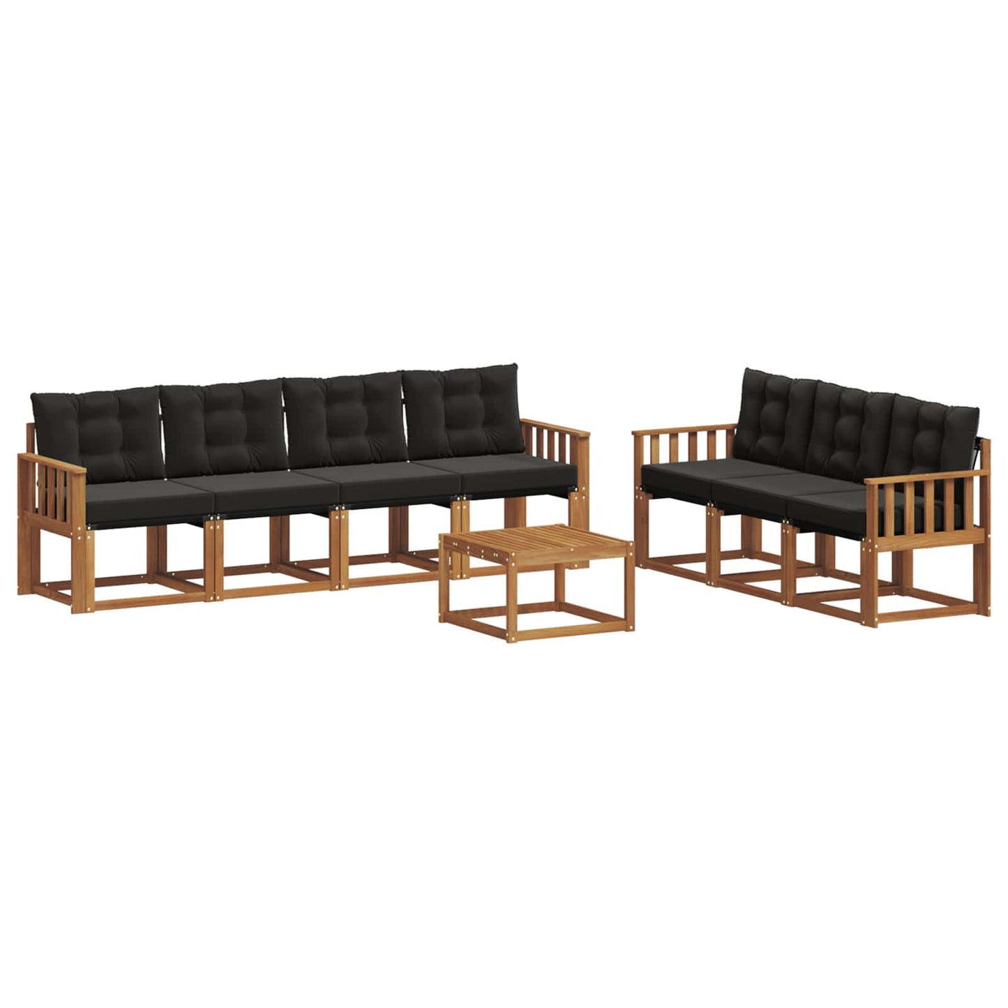 Set di divani da esterno con cuscino 8 pcs Naturale e Nero